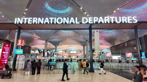 Istanbul Turecko Prosince 2023 Vstup Mezinárodní Letiště Istanbulu Cestující Jsou — Stock video