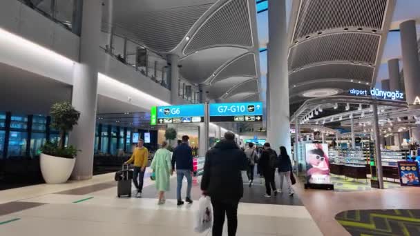 Istambul Turquia Dez 2023 Passageiros Dentro Área Partida Aeroporto Istambul — Vídeo de Stock