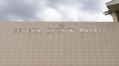 Gaziantep, Turkey - 18 October 2023: Signage for Zeugma Mosaic Museum, written on the museum exterior clipart