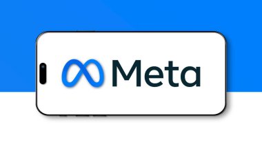 İstanbul, Türkiye - 20 Ağustos 2024: Meta logosu akıllı telefon ekranında gösterildi. Meta, Facebook, Instagram, WhatsApp 'ın ana şirketidir..