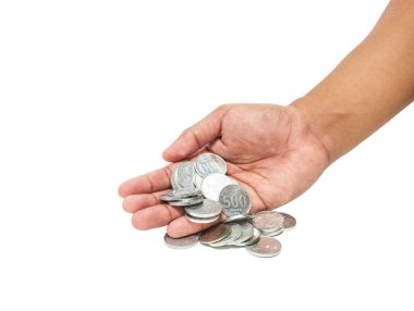 Endonezya sikkelerini tutan bir el resmi 