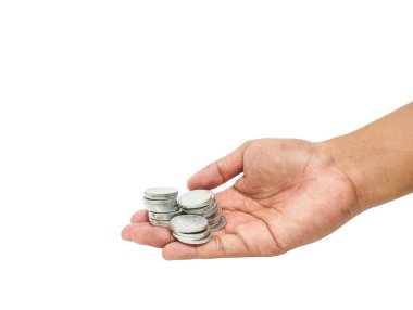 Endonezya sikkelerini tutan bir el resmi 