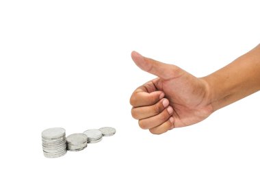 Bir el resmi ve Endonezya paraları 