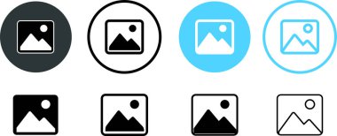 Galeri simgesi vektör seti, resim galerisi simgesi, resim koleksiyonu simgeleri ayarlandı. Vektör