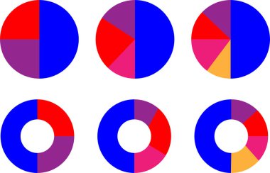 Pasta grafikleri. Pasta grafiği bilgi seti. Farklı renk çemberleri