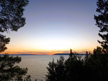 Beautiful sunset over Adriatic sea in Croatia