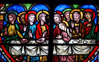 Villeneuve sur Yonne, FRANCE - 01-28-2025: İsa Mesih 'in 19. yüzyıldan kalma son akşam yemeği.