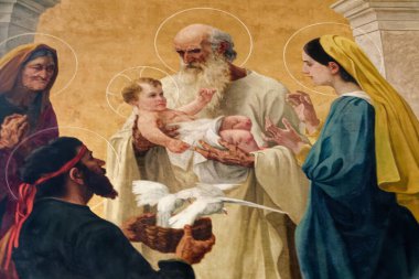 Dole, FRANCE, 2025-02-14: İsa 'nın Çocukluğu: Tapınakta İsa' nın Sunumu.