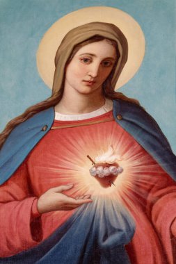 Paris, FRANCE - 09-12-2024: The Immaculate Heart of Mary 'nin Tablosu (19. yüzyıl).