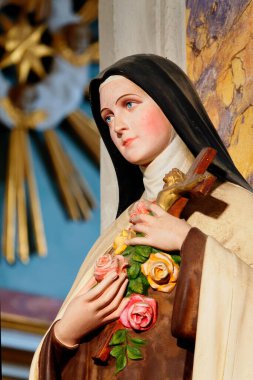 Vailly, FRANCE - 09-30-2024: Lisieux veya Thérèse de Lisieux, Carmelite rahibesi ve Roma Katolik Kilisesi azizi. 