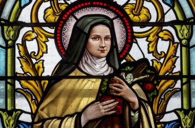 Marcellaz, Fransa - 03-28-2025: Lisieux 'lu Aziz Therese veya Lisieux' lu Thérèse de Lisieux, Carmelite rahibesi ve Roma Katolik Kilisesi 'nin azizi.