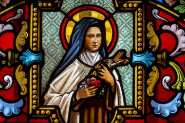 La Tour, Fransa - 03-28-2025: Lisieux 'lu St. Therese veya Lisieux' lu Thérèse de Lisieux, Carmelite rahibesi ve Roma Katolik Kilisesi 'nin azizi