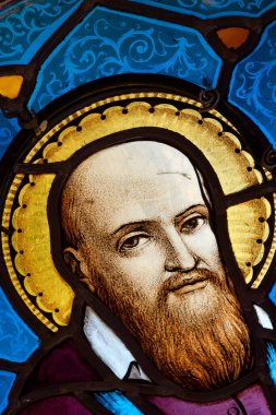 Alby Sur Cheran, FRANCE - 06-05-2024: Saint Francis de Sales veya Saint Francois de Sales 'in lekeli camları (19. yüzyıl). Katolik Kilisesi 'nin doktoru, Ziyaret Tarikatı' nın kurucusu..