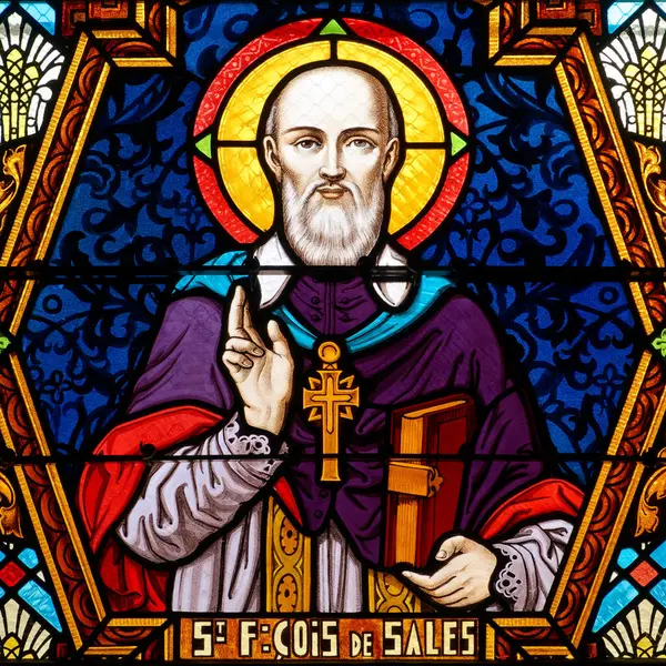 Myans, FRANCE 07-09-2024: Assisi 'li Aziz Francis' in lekeli camları veya stigmata 'yı alan Saint Francois d' Assise. Katolik Kilisesi 'nin Aziz ve Mistik' i, Fransisken Düzeni 'nin kurucusu.