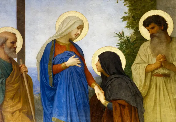 Paris, FRANCE - 07-07-2024: Hamile kuzeni Elizabeth 'e Bakire Meryem' in 19. yüzyılda yaptığı resim.