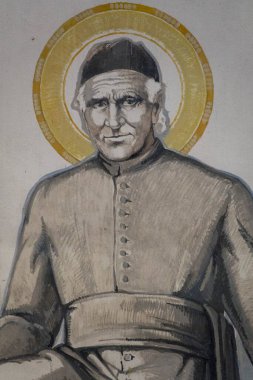 Urrugne, Fransa - 04-23-2025: Saint Michel Garicots 'tan Fresco. Katolik Aziz.