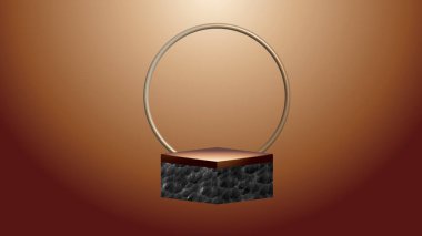 Sahnede boş bir podyum var.