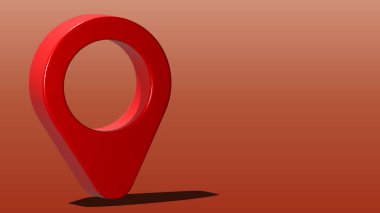 Harita noktası simgesi. Beyaz arkaplan üzerinde kırmızı arkaplan üzerindeki konum pin sembolünün 3d illüstrasyonu.