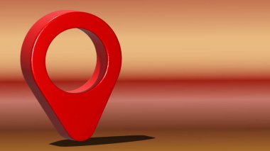 Harita noktası simgesi. Beyaz arkaplan üzerinde kırmızı arkaplan üzerindeki konum pin sembolünün 3d illüstrasyonu.