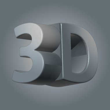 3d çiziminin 3d illüstrasyonu, 3d numaralı metalik çizim ile yapılmış bir harf ile gösterilmiştir.