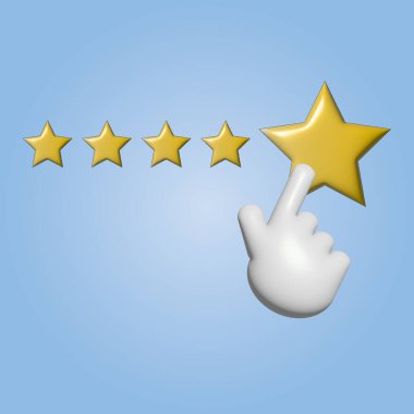 3 boyutlu illüstrasyon. Beş yıldızlı el. vektör simgesi