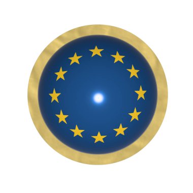 Altın çerçeveli bayrak yuvarlak metal rozet simgesi.