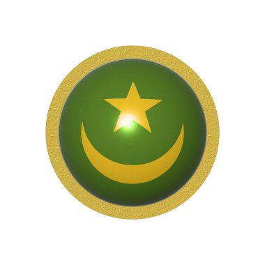 Mauritania bayrağı yuvarlak bir metal simgesinde