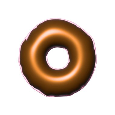 Jöleli çörek. Çikolata kaplı donut beyaz arka planda izole edilmiş..