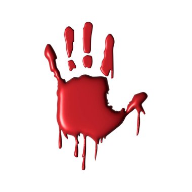 Kanlı bir kalp ikonu olan kanlı bir el. vektör illüstrasyonu.