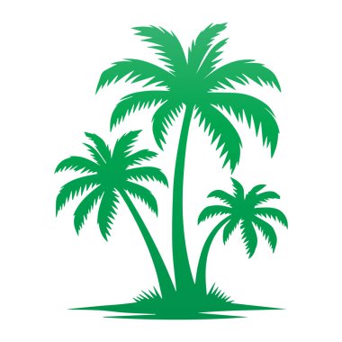 Hindistan cevizi ağacı ikonu. yeşil renk. Palmiye ağacı çizimi.