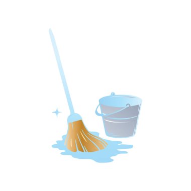 Süpürge ikonlu süpürge. Süpürge vektör simgesi beyaz arkaplanda izole edilmiş paspasın düz çizimi