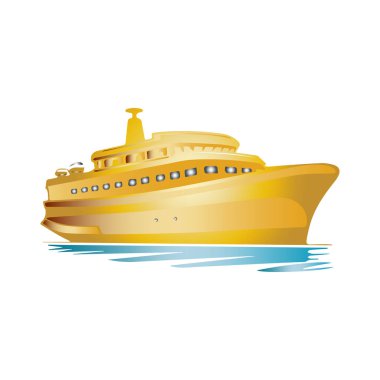 Deniz manzaralı vektör çizimine sahip gemi