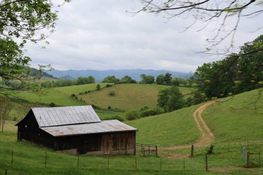 Blue Ridge Dağları 'nın yuvarlanan tepelerinde Idyllic ahır ve çiftlik oturuyordu..