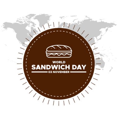 Dünya Sandviç Günü, 03 Kasım Sandviç Günü, tebrik kartı, düzenlenebilir şablon, stok çizimi, post tasarım, Dünya Sandviç Günü Kasım 03