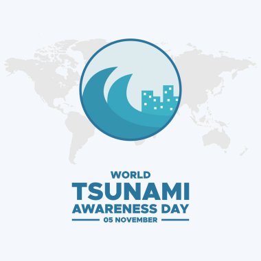 Dünya tsunami farkındalık günü, 05 Kasım, tebrik kartı, dünya tsunami farkındalık günü vektör çizimi, düzenlenebilir şablon. dünya tsunami farkındalık günü sosyal medya sonrası tasarım.
