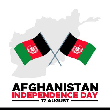 Afghanistan Independence Day, 17 August, greeting card, stock illustration, Afghanistan Independence Day editable template. eps file. clipart