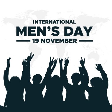 Uluslararası Erkekler Günü. Erkekler Günü 19 Kasım. Uluslararası Erkekler Günü 'nün vektör illüstrasyonu. Poster, afiş ve tebrik kartı için.. 