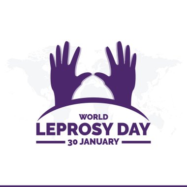 Dünya Cüzam Günü. Arkaplan, pankart, poster, şablon. Vektör illüstrasyonu. Dünya Cüzam Günü 'nün düz çizimi. Çiçekli vektör sancak şeridi