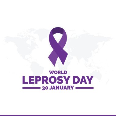 Dünya Cüzam Günü. Arkaplan, pankart, poster, şablon. Vektör illüstrasyonu. Dünya Cüzam Günü 'nün düz çizimi. Çiçekli vektör sancak şeridi