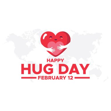 Happy Hug day. 12 February hug day, Valentines Week Hug Day lettering phrase sign vector art. Isolated on white background. clipart