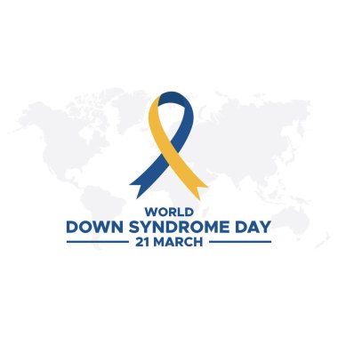 Dünya Down Sendromu Günü. 21 Mart Dünya Down Sendromu Günü. Dünya Down Sendromu Günü. 21 Mart. Sarı ve mavi palmiye işareti. Beyaz arka plan. Eps 10.