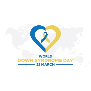 Dünya Down Sendromu Günü. 21 Mart Dünya Down Sendromu Günü. Dünya Down Sendromu Günü. 21 Mart. Sarı ve mavi palmiye işareti. Beyaz arka plan. Eps 10.