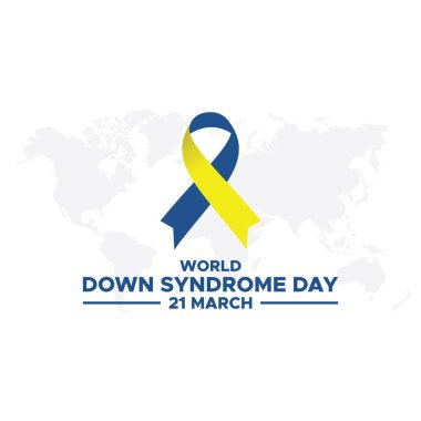 Dünya Down Sendromu Günü. 21 Mart Dünya Down Sendromu Günü. Dünya Down Sendromu Günü. 21 Mart. Sarı ve mavi palmiye işareti. Beyaz arka plan. Eps 10.
