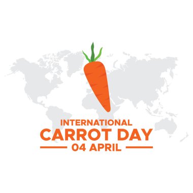 Uluslararası havuç günü, 4 Nisan 'da düzenlendi. Uluslararası Havuç Günü afişi, tebrik kartı, poster, şablon için kullanılabilir.