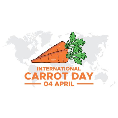 Uluslararası havuç günü, 4 Nisan 'da düzenlendi. Uluslararası Havuç Günü afişi, tebrik kartı, poster, şablon için kullanılabilir.