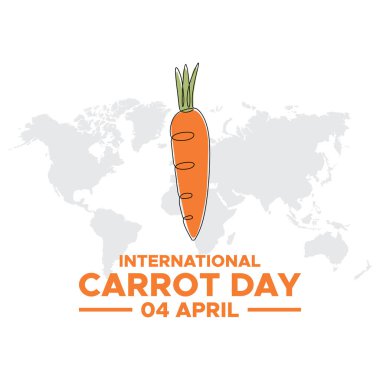 Uluslararası havuç günü, 4 Nisan 'da düzenlendi. Uluslararası Havuç Günü afişi, tebrik kartı, poster, şablon için kullanılabilir.