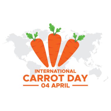 Uluslararası havuç günü, 4 Nisan 'da düzenlendi. Uluslararası Havuç Günü afişi, tebrik kartı, poster, şablon için kullanılabilir.