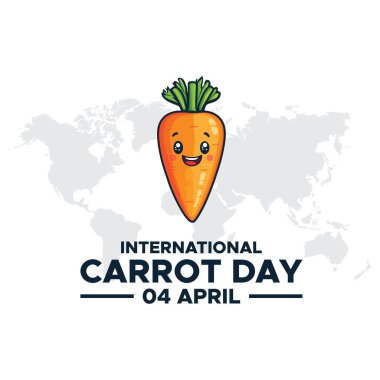 Uluslararası havuç günü, 4 Nisan 'da düzenlendi. Uluslararası Havuç Günü afişi, tebrik kartı, poster, şablon için kullanılabilir.