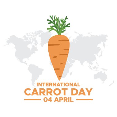 Uluslararası havuç günü, 4 Nisan 'da düzenlendi. Uluslararası Havuç Günü afişi, tebrik kartı, poster, şablon için kullanılabilir.