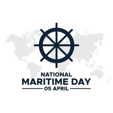 Ulusal Denizcilik Günü Şablon Tasarımı. Ulusal Denizcilik Günü. Geminin direksiyon ve çapasının vektör çizimi. Şablonlar, pankartlar, web, sosyal medya, tebrik kartları vs. için uygundur